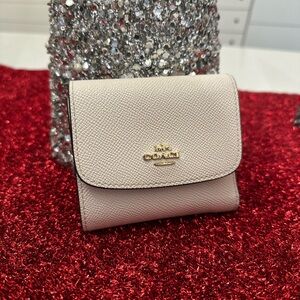 Coach Beige Textured Leather Wallet